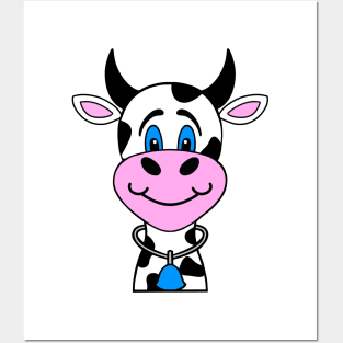 CUTE Blue Eyed Cow Lover Posters and Art